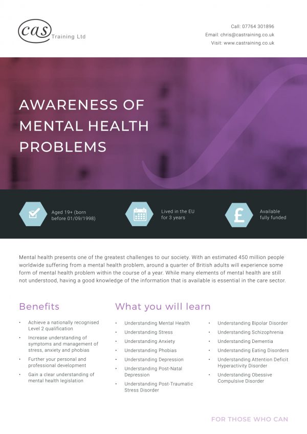 Awareness of Mental Health Problems – CAS Training